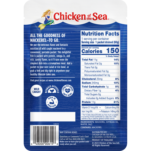 Chicken of the Sea Wild Caught Mackerel in Oil Packet