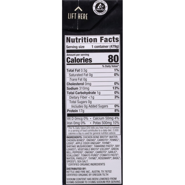 Kettle & Fire Organic Reduced Sodium Classic Chicken Bone Broth