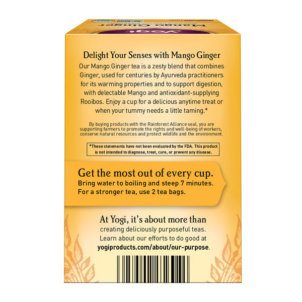 Yogi Tea Herbal Tea, Mango Ginger, Supports Digestion, Caffeine Free
