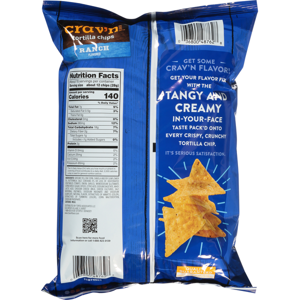 Crav'n Flavor Tortilla Chips, Ranch Flavored