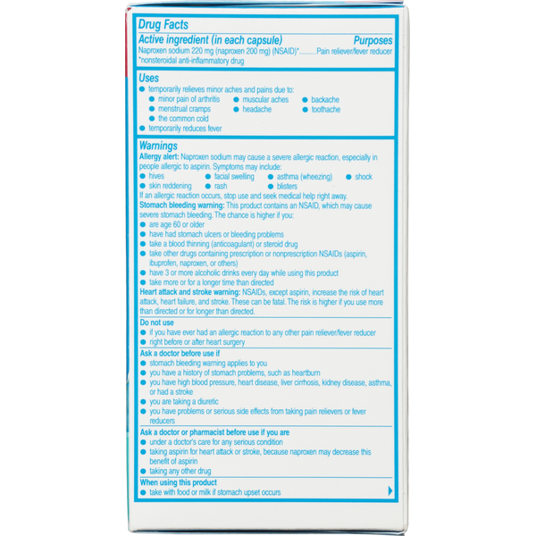 Aleve Naproxen Sodium, 220 mg, Liquid Gels, Capsules