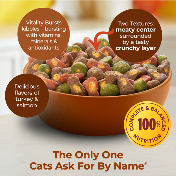 Meow Mix Tender Centers Dry Cat Food With Vitality Bursts Salmon & Turkey Flavors