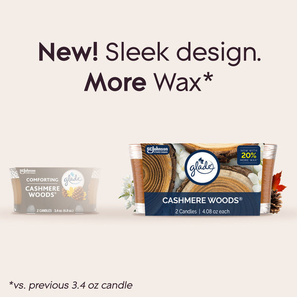 Glade Single Wick Candles, Cashmere Woods