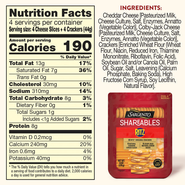 Sargento Shareables Natural Cheddar & Colby-Jack Sliced Cheese with Ritz® Original Crackers Cheese Tray