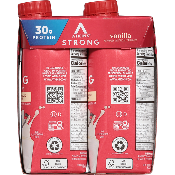 Atkins High Protein Shake, Vanilla, Strong