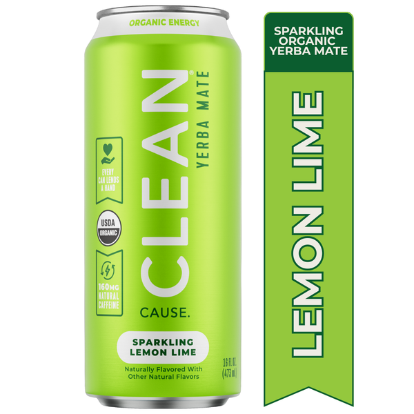 CLEAN Cause Sparkling Organic Yerba Mate, Lemon Lime
