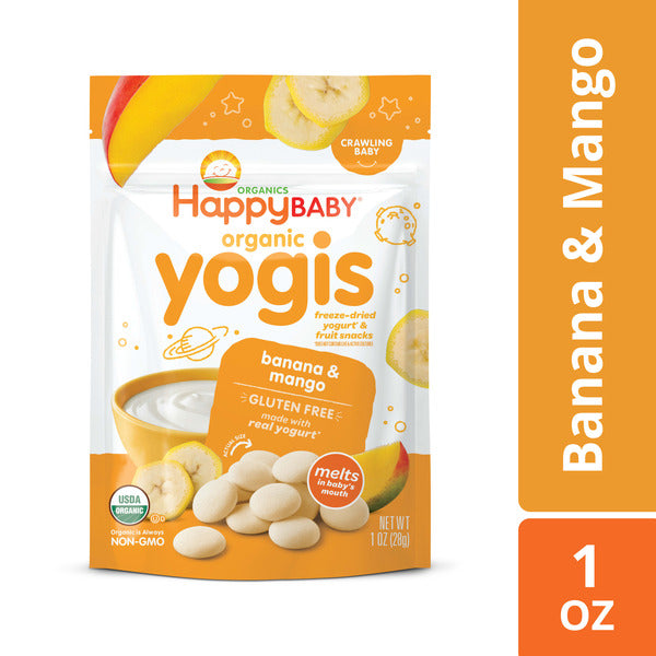 Happy Baby Organics Organic Yogis Freeze-Dried Yogurt & Fruit Snacks Banana & Mango