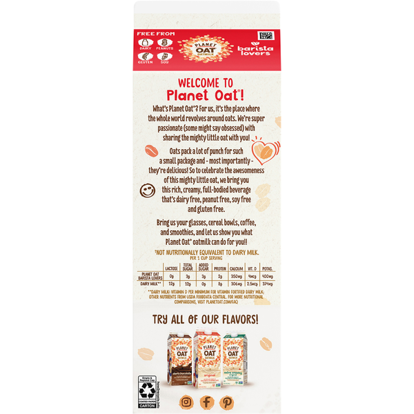 Planet Oat Barista Lovers Oatmilk