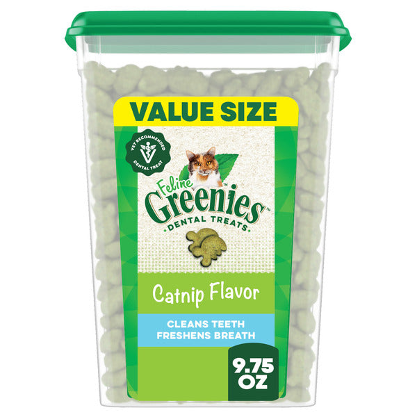 GREENIES Feline Dental Cat Treats, Catnip Flavor Tub