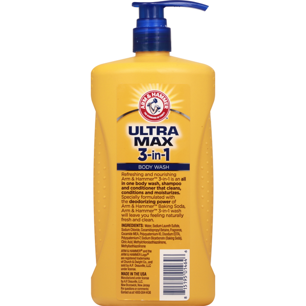 Arm & Hammer Body Wash/Shampoo/Conditioner, 3-in-1, Ultra Max, Cool Water