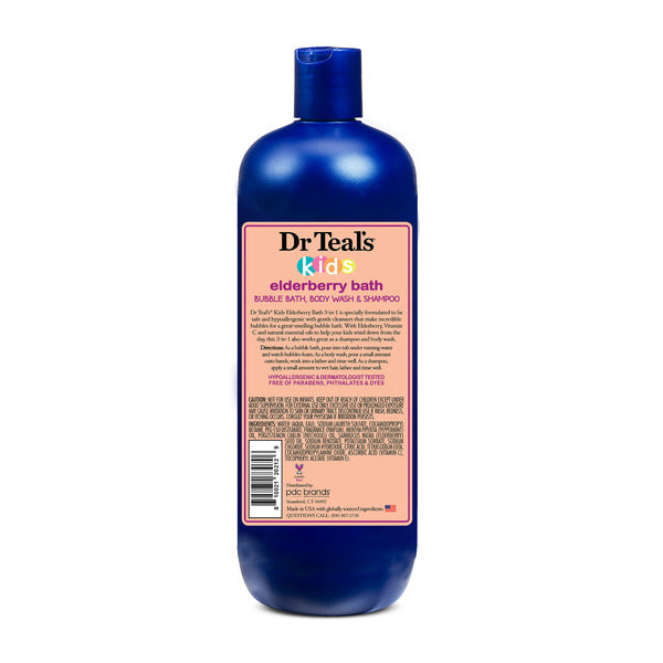 Dr Teal’s Kids 3in1 Elderberry Bath: Bubble Bath, Body Wash & Shampoo