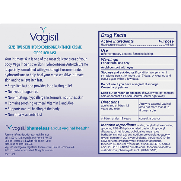 Vagisil Anti-Itch Creme, 1% Hydrocortisone, Sensitive Skin