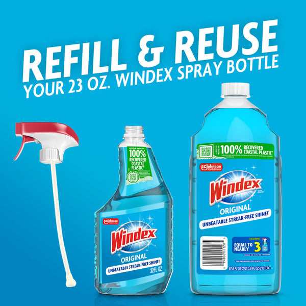 Windex® Glass Cleaner Refill Bottle, Original Blue
