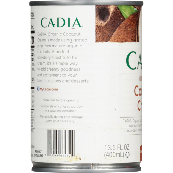 CADIA Coconut Cream, Organic, Unsweetened