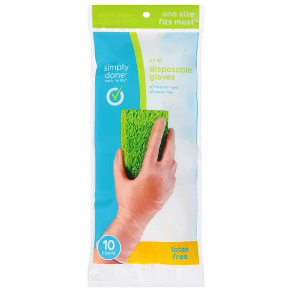 Simply Done Vinyl Disposable Gloves, One Size Fits Most