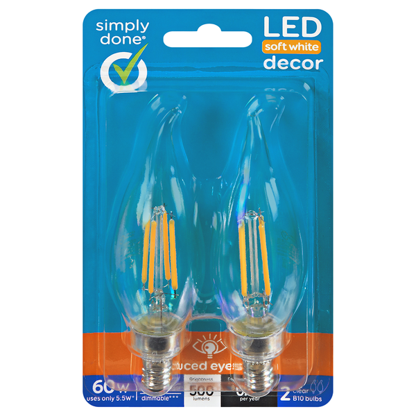 Simply Done LED Soft White Decor 5.5 Watts 500 Lumens Clear B10 Bulbs