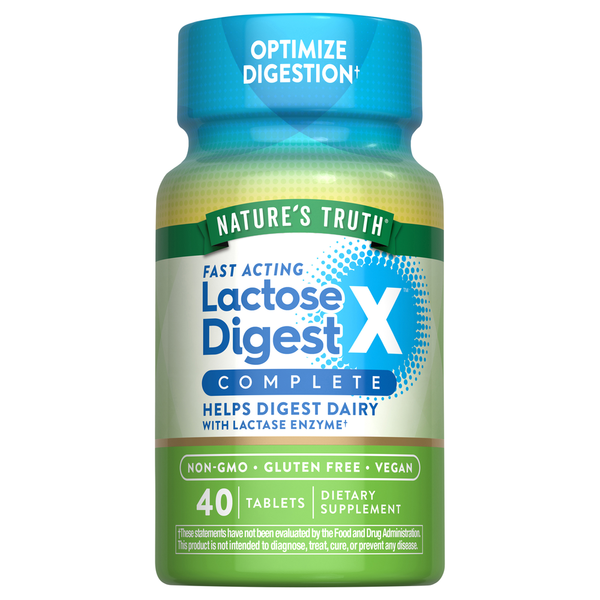 Nature's Truth Lactose Digest X dietary supplement bottle on a white background