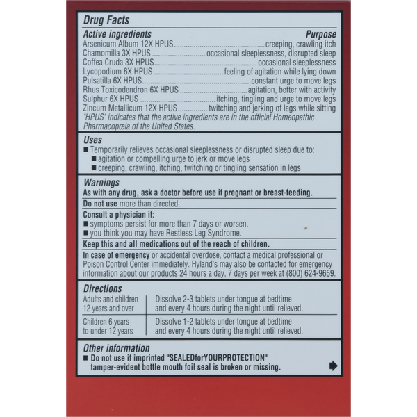 Hyland's Restful Legs, Homeopathic, Quick-Dissolving Tablets