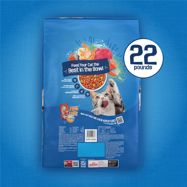 Purina Friskies Dry Cat Food Seafood Sensations With Salmon, Tuna, and Shrimp Flavors