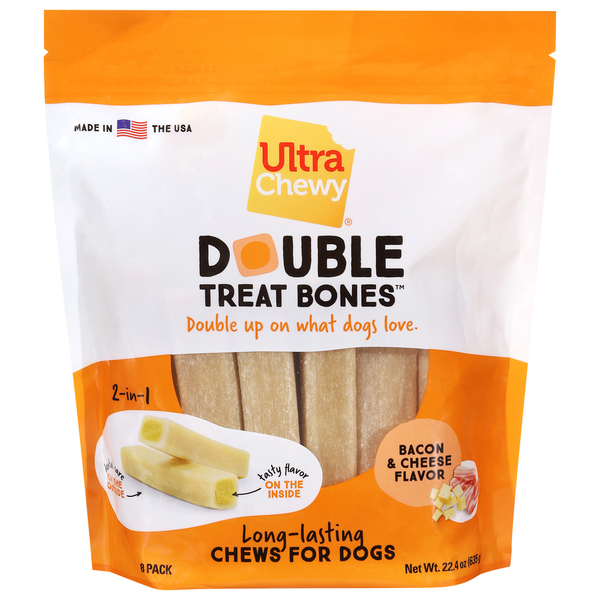 Ultra Chewy Double 2-in-1 Bacon & Cheese Flavor Treat Bones