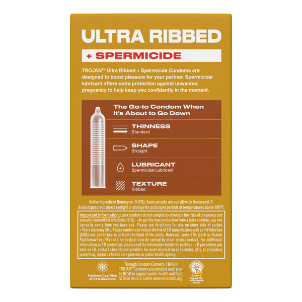 Trojan Ultra Ribbed Plus Spermicide Latex Lubricated Ribbed Condoms