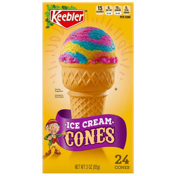 Keebler Ice Cream Cones, 24 ct Box, 3 oz