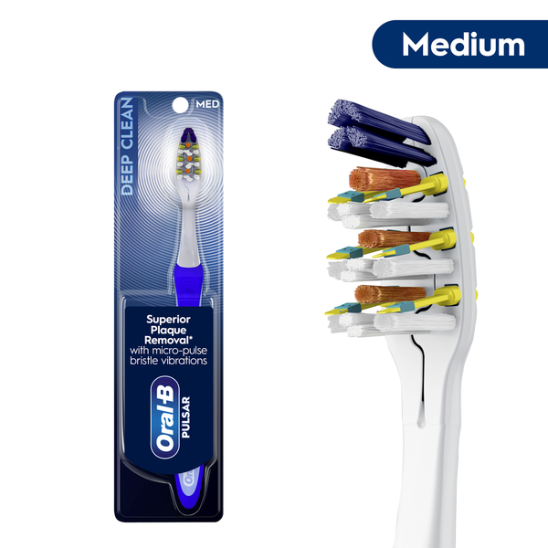 Oral-B Vibrating Pulsar Battery Toothbrush w/Microban, Plaque Remover for Teeth, Medium