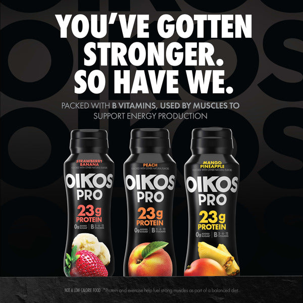 Oikos Pro 23g Protein, Mango Pineapple Cultured Dairy Drink, 0g Added Sugar, Convenient High Protein Snacks for School, Office, Gym, 7 fl oz Bottle