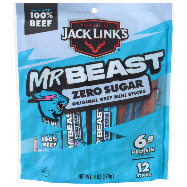 Jack Link's Mr Beast Zero Sugar Original Beef Mini Sticks