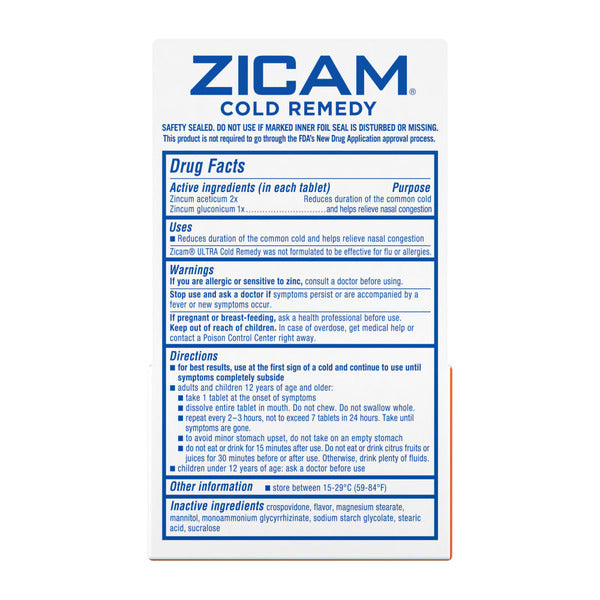 Zicam Ultra Cold Remedy Zinc Rapidmelts