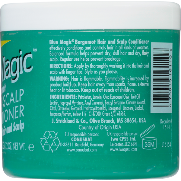 Blue Magic Conditioner, Hair & Scalp, Bergamot