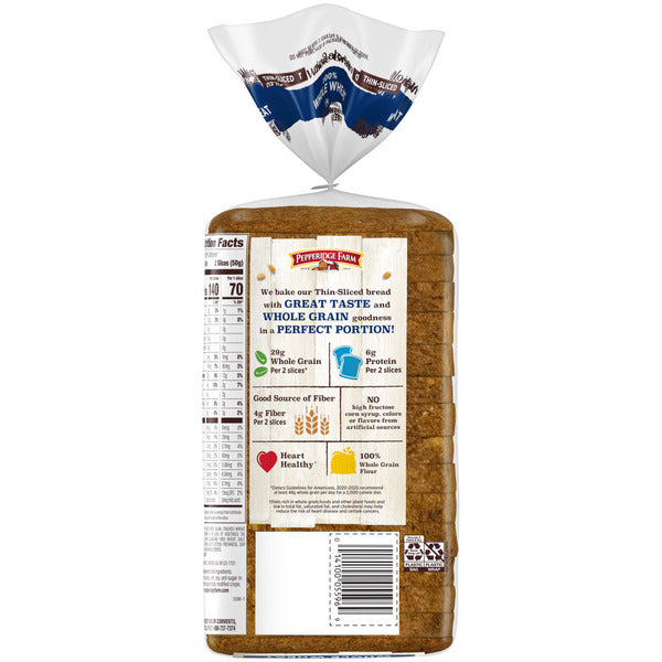 Pepperidge Farm Thin-Sliced 100% Whole Wheat Bread
