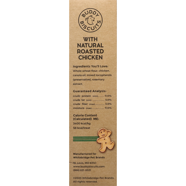 Buddy Biscuits Treats for Dogs, Crunchy, with Natural Roasted Chicken