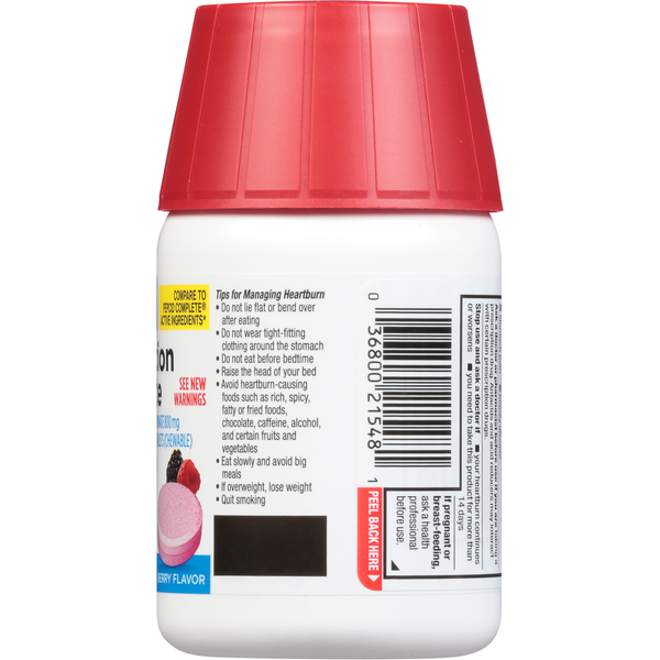 TopCare Acid Reducer + Antacid, Dual Action Complete, Chewable Tablets, Berry Flavor