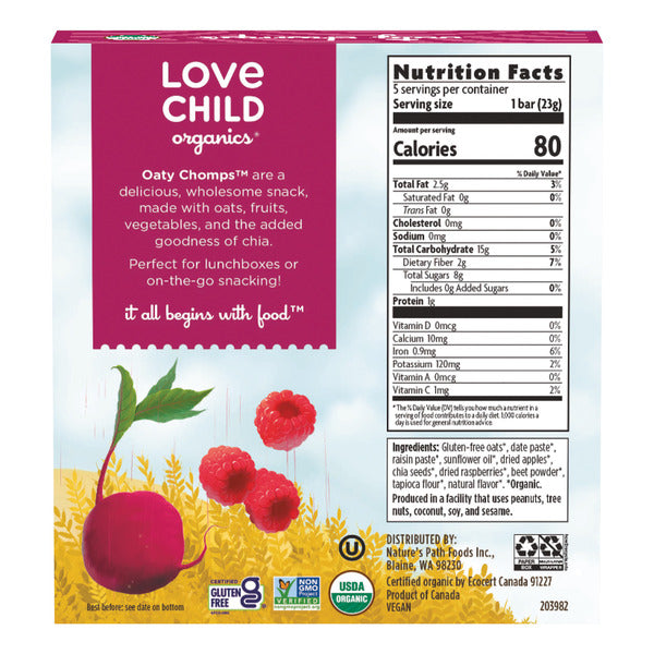 Love Child Raspberry + Beet Snack Bars