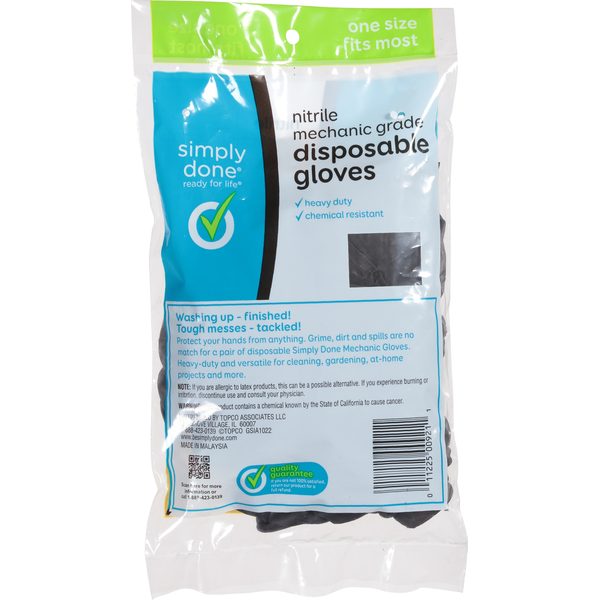 Simply Done Gloves, Disposable, Nitrile Mechanic Grade