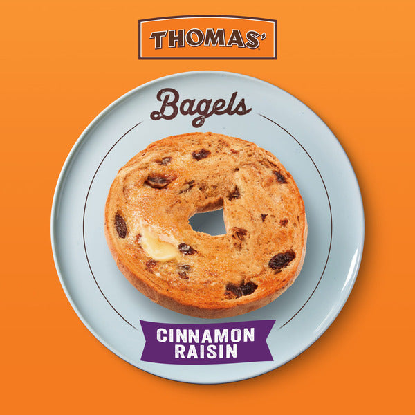 Thomas’ 6 ct, Cinnamon Raisin, Bagels, 8g Protein, Kosher, Bagels, 18 oz