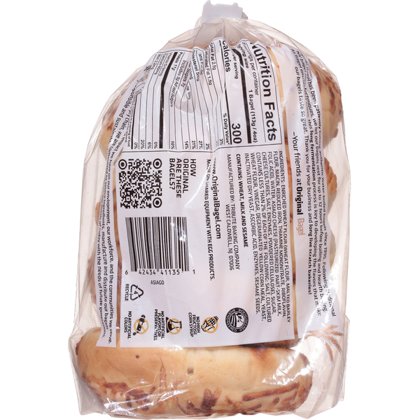 Original Bagel Bagels, New York Style, Kettle Boiled, Asiago