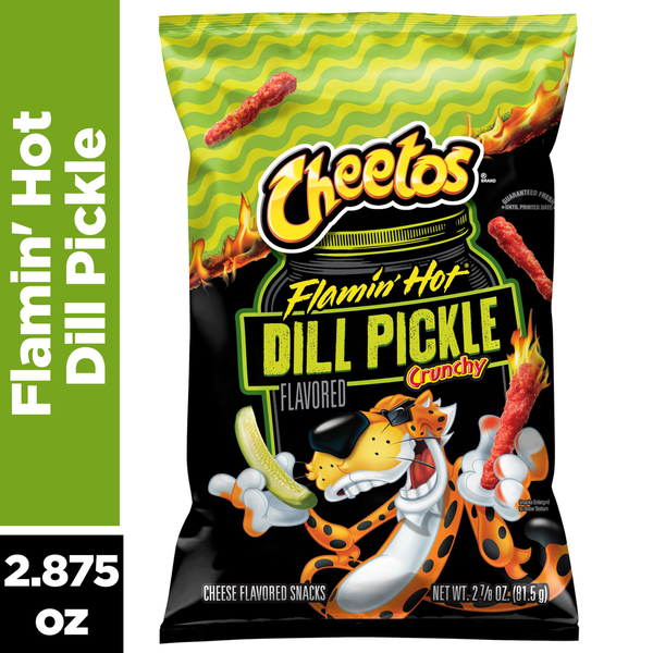 Cheetos Crunchy Cheese Flavored Snacks Flamin' Hot Dill Pickle 2 7/8 Oz