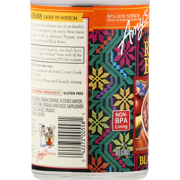 Amy's Kitchen Organic Vegetarian Refried Black Beans Light In Sodium