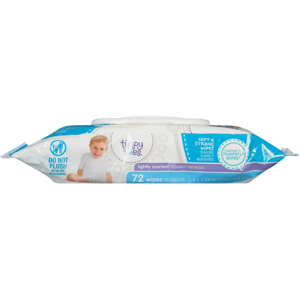 Tippy Toes Wipes, Soft & Strong, Lightly Scented