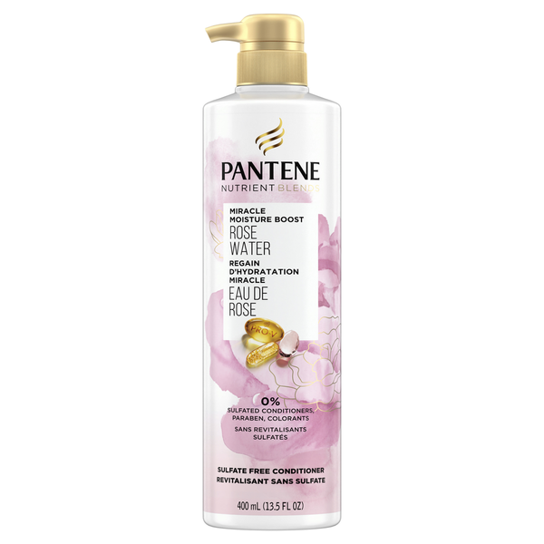 Pantene Sulfate Free Conditioner with Rosewater for Dry Damaged Hair, Color Safe