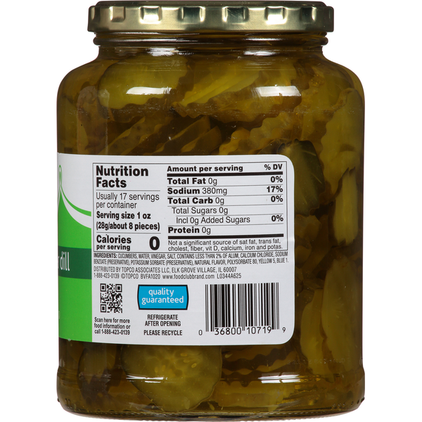 Food Club Pickles, Hamburger Dill, Chips