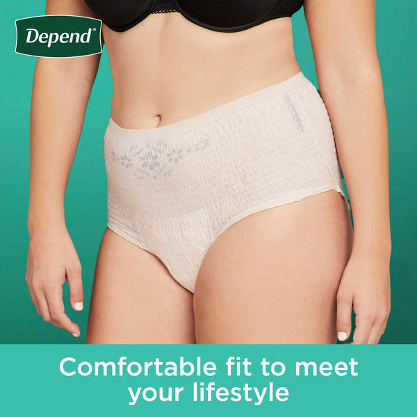 Depend Fresh Protection Women's Adult Incontinence Underwear, S, Blush