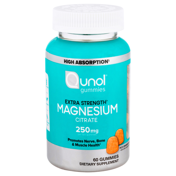 Qunol Gummies High Absorption Extra Strength Rich Orange Flavor 250 mg Magnesium Citrate
