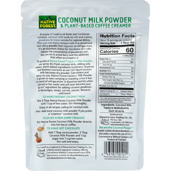 Native Forest Dairy Free Gluten Free Plant-Based Instant Coconut Milk Powder