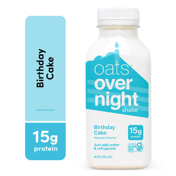 Oats Overnight Birthday Cake High Protein Oatmeal Shake, 15g Protein