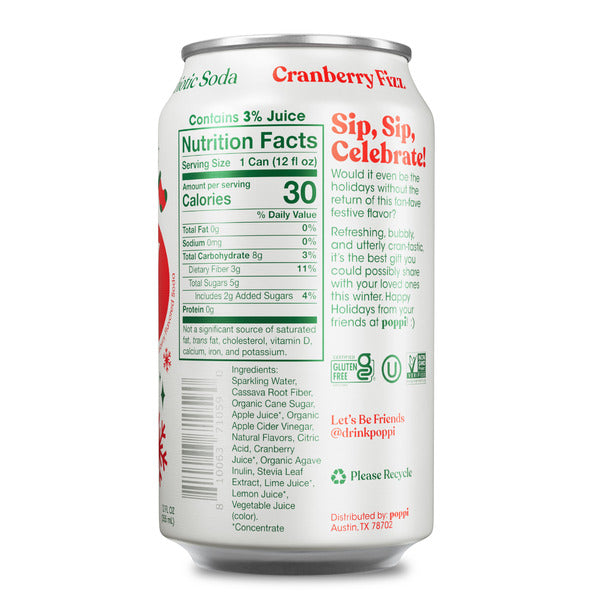 poppi Prebiotic Soda, Cranberry Fizz