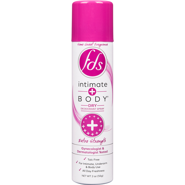 FDS Deodorant Spray, Dry, Intimate + Body, Extra Strength