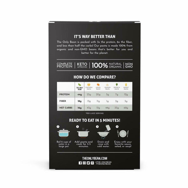 The Only Bean Black Bean Fettuccine (Organic & Gluten Free) Pasta Noodles